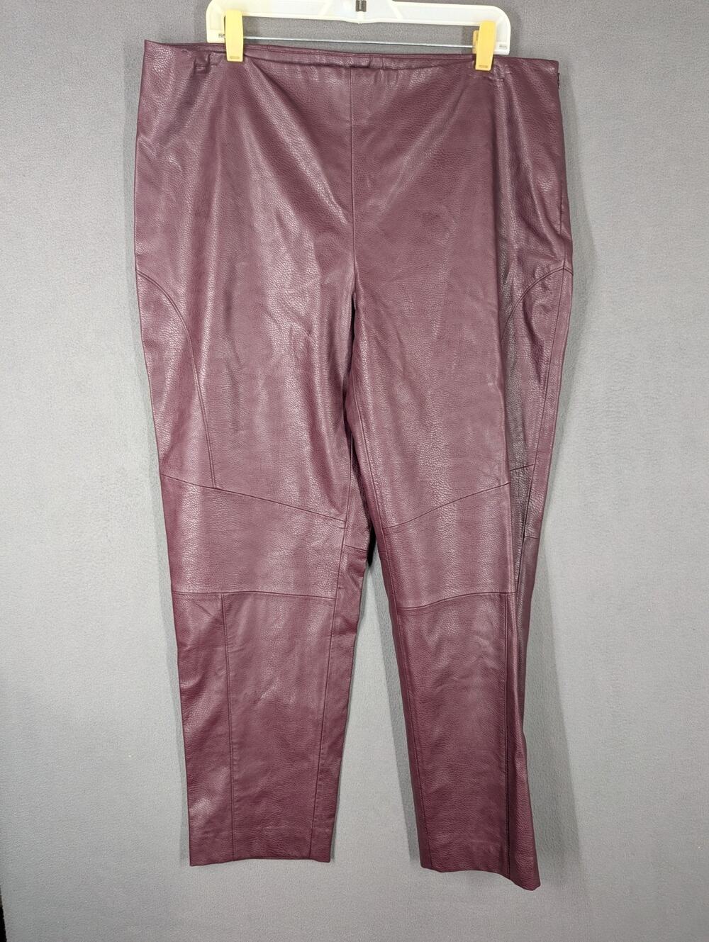 Chico's Black Label Faux Leather Pants 16R Maroon NWT